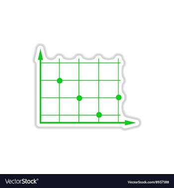 Paper sticker on white background falling graph vector image