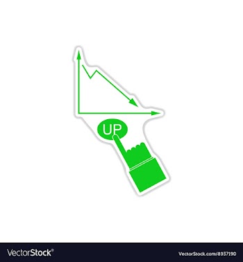 Paper sticker on white background falling graph vector image