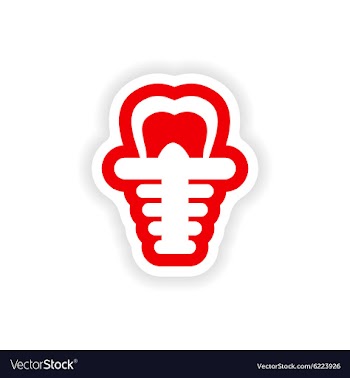 Paper sticker on white background false tooth vector image