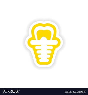 Paper sticker on white background false tooth vector image