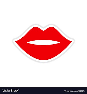 Paper sticker on white background female lips vector image