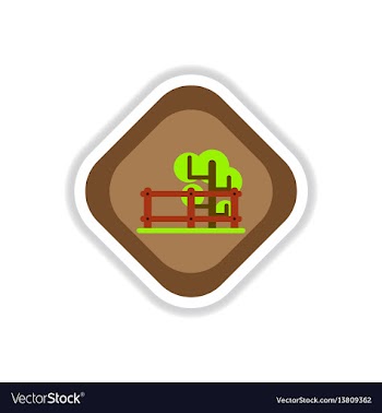 Paper sticker on white background fenced tree vector image