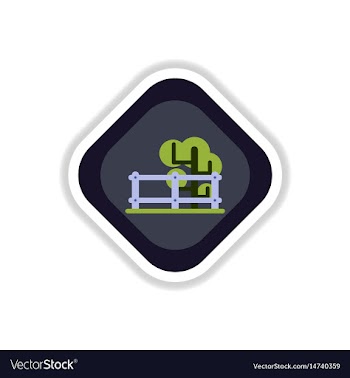 Paper sticker on white background fenced tree vector image