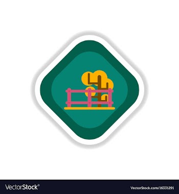 Paper sticker on white background fenced tree vector image