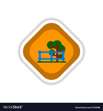 Paper sticker on white background fenced tree vector image