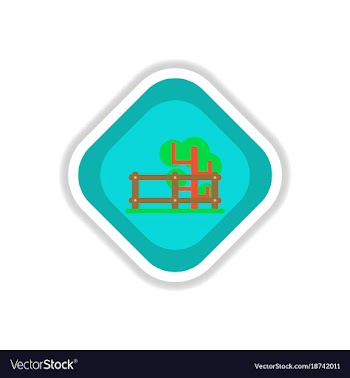 Paper sticker on white background fenced tree vector image