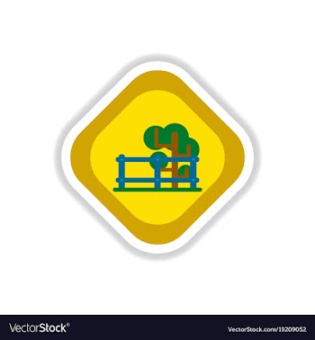 Paper sticker on white background fenced tree vector image