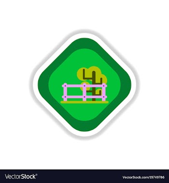 Paper sticker on white background fenced tree vector image