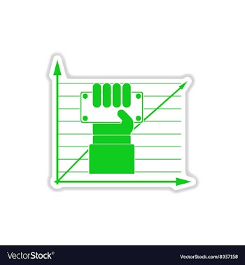 Paper sticker on white background financial graph vector image
