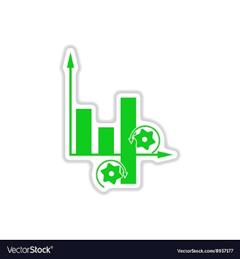 Paper sticker on white background financial graph vector image