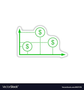 Paper sticker on white background financial graph vector image