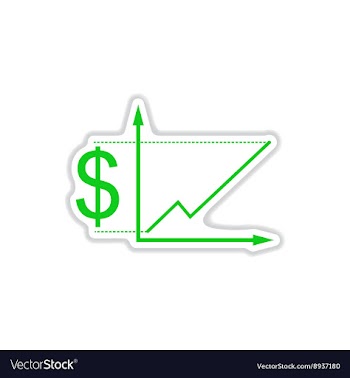 Paper sticker on white background financial graph vector image