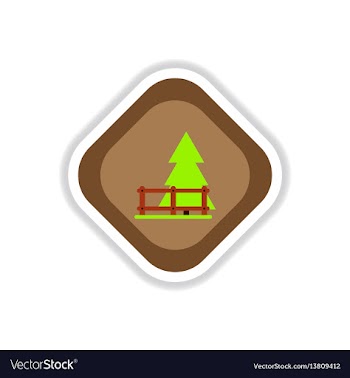Paper sticker on white background fir-tree fence vector image