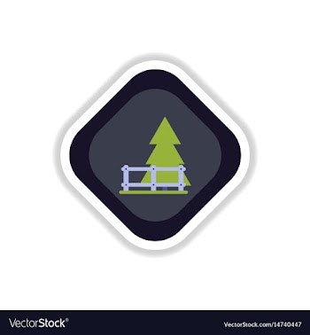 Paper sticker on white background fir-tree fence vector image