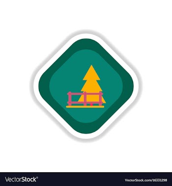Paper sticker on white background fir-tree fence vector image