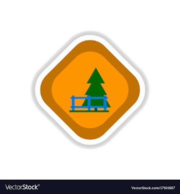 Paper sticker on white background fir-tree fence vector image