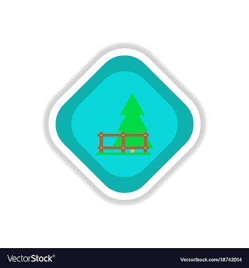 Paper sticker on white background fir-tree fence vector image