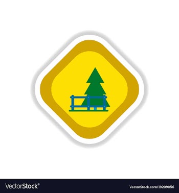 Paper sticker on white background fir-tree fence vector image