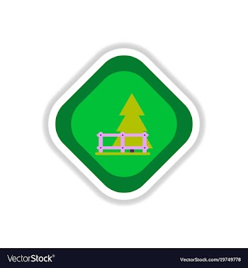 Paper sticker on white background fir-tree fence vector image