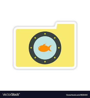 Paper sticker on white background fish folder vector image
