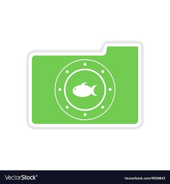 Paper sticker on white background fish folder vector image