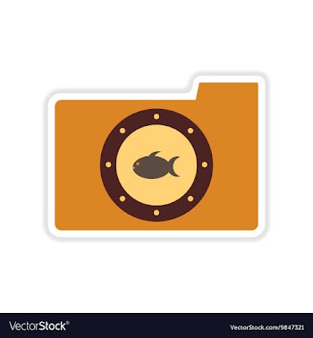Paper sticker on white background fish folder vector image