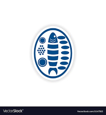 Paper sticker on white background fish plate vector image