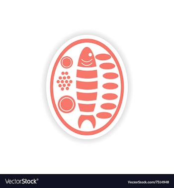 Paper sticker on white background fish plate vector image
