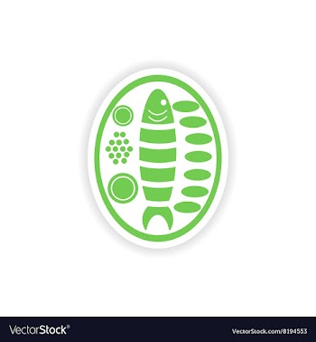 Paper sticker on white background fish plate vector image