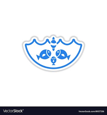 Paper sticker on white background fish water vector image