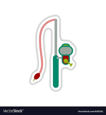 Paper sticker on white background fishing rod vector image