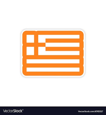 Paper sticker on white background flag of Greece vector image