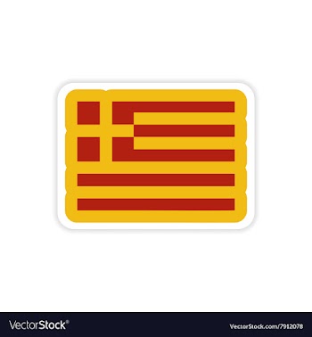 Paper sticker on white background flag of Greece vector image