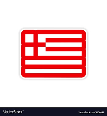 Paper sticker on white background flag of Greece vector image