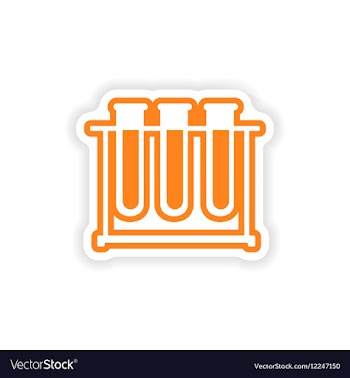 Paper sticker on white background flask in stand vector image