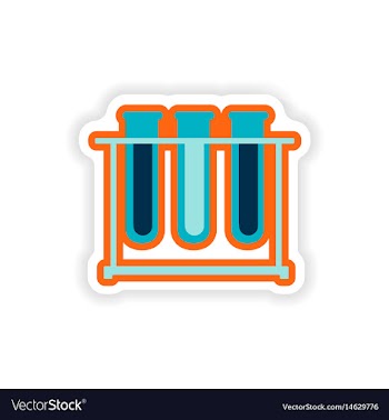Paper sticker on white background flask in stand vector image