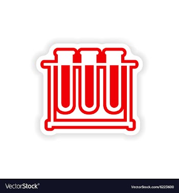 Paper sticker on white background flask in stand vector image