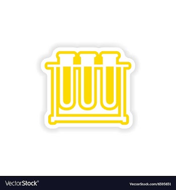 Paper sticker on white background flask in stand vector image