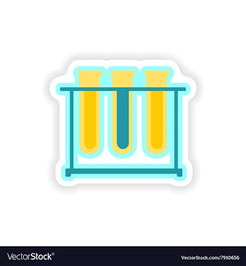 Paper sticker on white background flask in stand vector image