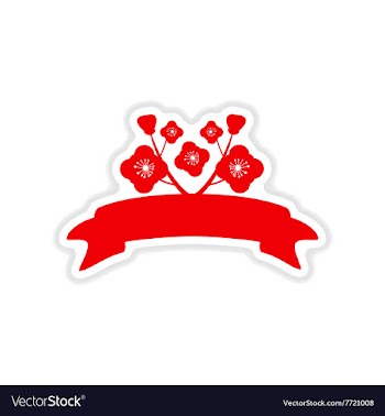 Paper sticker on white background flowers garland vector image