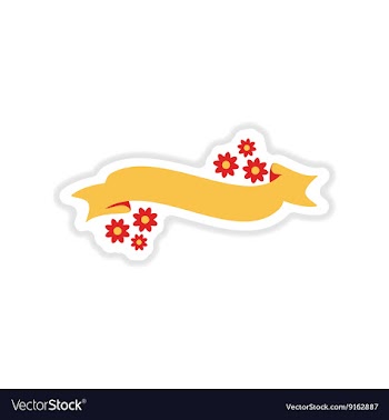 Paper sticker on white background flowers garland vector image