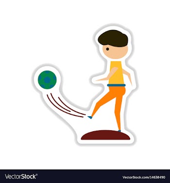 Paper sticker on white background football player vector image