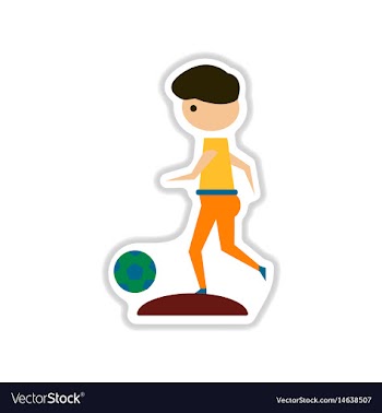 Paper sticker on white background football player vector image