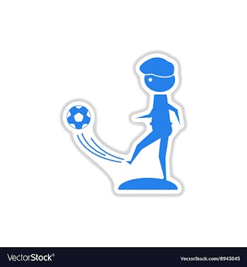 Paper sticker on white background football player vector image