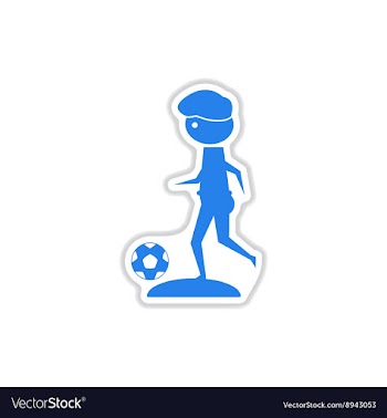Paper sticker on white background football player vector image