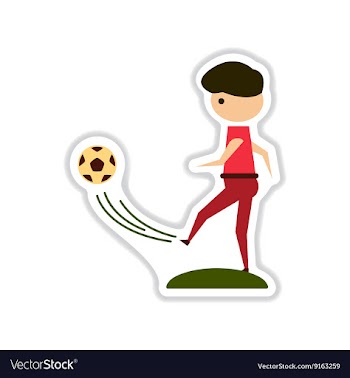 Paper sticker on white background football player vector image