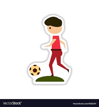 Paper sticker on white background football player vector image