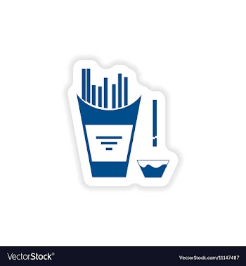 Paper sticker on white background French fries vector image