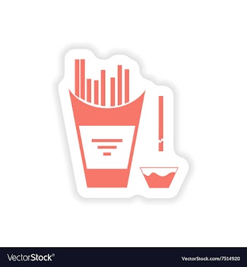 Paper sticker on white background French fries vector image