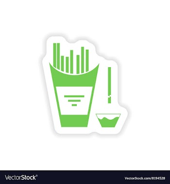 Paper sticker on white background French fries vector image